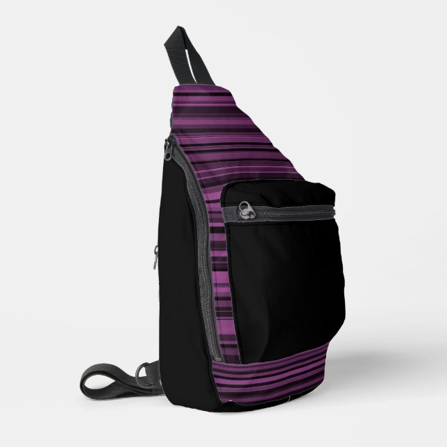 Bandolera Patrón continuo de rayas negras y moradas (Esquina izquierda)
