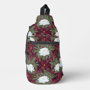 Bandolera Patrón Crimson Lotus Elegance - El Lotus Blanco