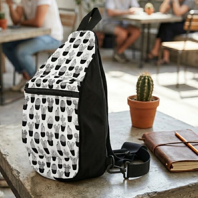 Bandolera Patrón de arte de línea de cactus (Subido por el creador)