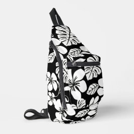 BANDOLERA PATRÓN DE BIKINI ROSA EN NEGRO