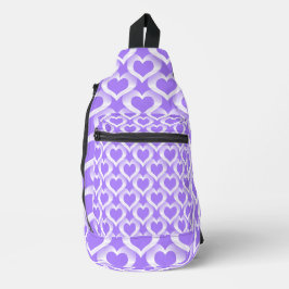 Bandolera Patrón de Corazones Blancos Morados