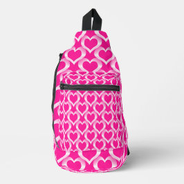 Bandolera Patrón de Corazones Blancos Rosados