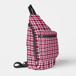 Bandolera Patrón de Cuadro Burgundy Blanco