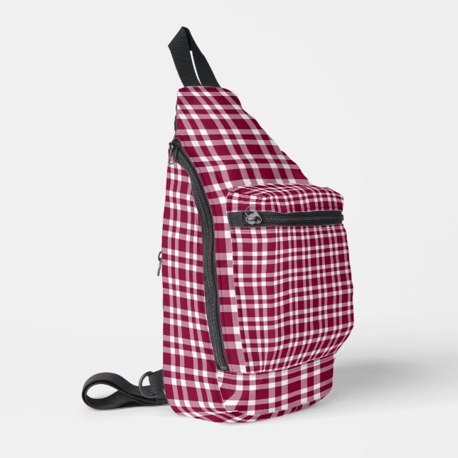 Bandolera Patrón de Cuadro Burgundy Blanco (Esquina izquierda)