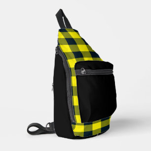 Bandolera Patrón de Cuadros Amarillo y Negro