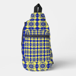 Bandolera Patrón de cuadros argyle azul amarillo