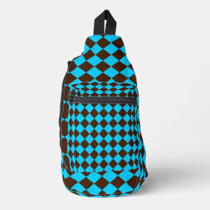 Bandolera Patrón de cuadros de diamante azul marrón