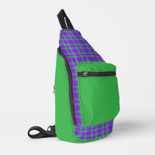 Bandolera Patrón de Cuadros Verde Púrpura