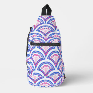 Bandolera patrón de damasco floral azul