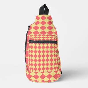 Bandolera Patrón de diamante Coral Yellow Checker