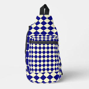 Bandolera Patrón de diamante de cuadros azul amarillo