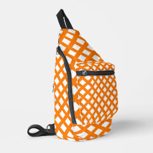 Bandolera Patrón de diamante de cuadros naranja y blanco