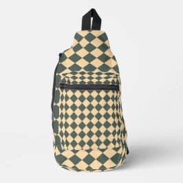 Bandolera Patrón de diamante de cuadros verde amarillo