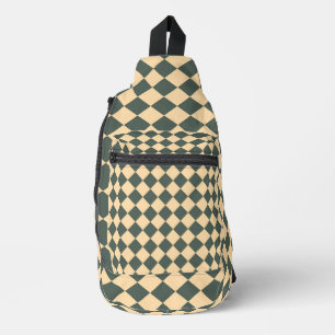 Bandolera Patrón de diamante de cuadros verde amarillo