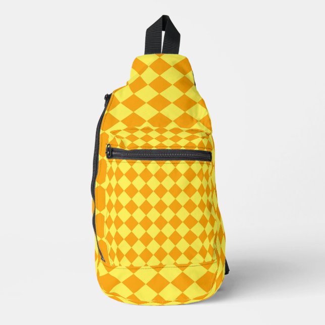 Bandolera Patrón de diamante de Naranja amarillo Checker (Anverso)