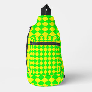 Bandolera Patrón de diamante del verificador verde amarillo