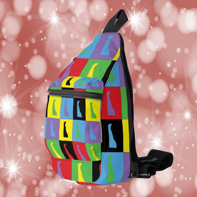 Bandolera Patrón de estado de arte pop de Delaware (A fun sling bag with a pop art pattern of the US state of Delaware)