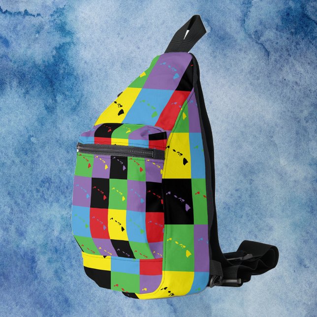 Bandolera Patrón de estado de dibujo pop de Hawaii (A sling bag with a pop art pattern of the US state of Hawaii)