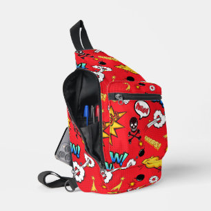 Bandolera Patrón de explosión de arte pop de cómic rojo retr