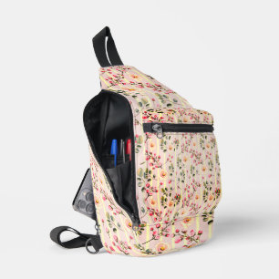 Bandolera Patrón de franja floral rosa suave