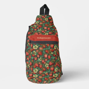 Bandolera Patrón de fresas de nombre personalizado