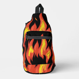 Bandolera Patrón de fuego de contraste atractivo Negro moder