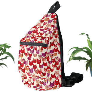 Bandolera Patrón de gato de color de agua divertida