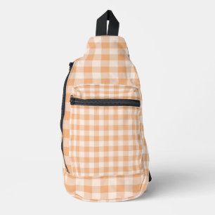 Bandolera Patrón de Gingham de Peach White Checkered