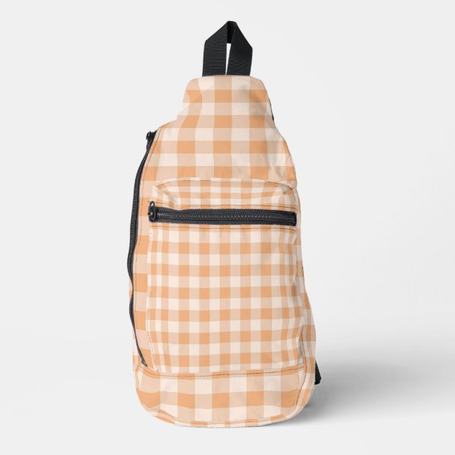 Bandolera Patrón de Gingham de Peach White Checkered (Anverso)