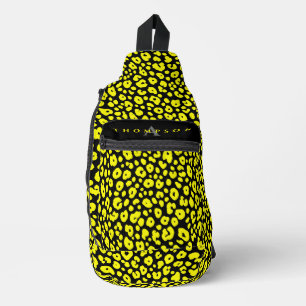 Bandolera Patrón de Guepardo Elegante Salvaje Negro y Amaril