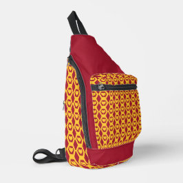 Bandolera Patrón de Hexágono de Oro Granate Corazones