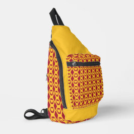 Bandolera Patrón de Hexágono de Oro Granate Corazones