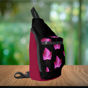 Bandolera Patrón de hoja de arce de otoño rojo sobre fondo n