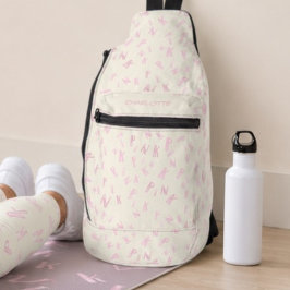 Bandolera Patrón de letra rosa acuarela marfil moderno llama
