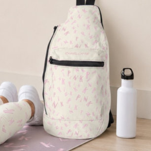 Bandolera Patrón de letra rosa acuarela marfil moderno llama