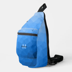 Bandolera Patrón de malla geométrica azul claro Monograma