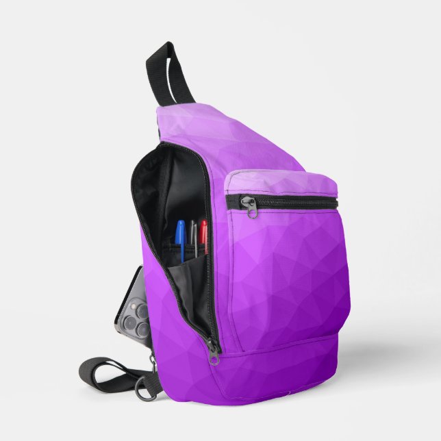 Bandolera Patrón de malla geométrica con gradiente púrpura (Abierto)