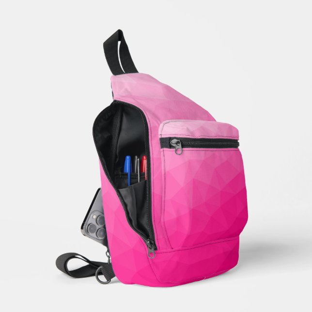 Bandolera Patrón de malla geométrica con gradiente rosa cali (Abierto)