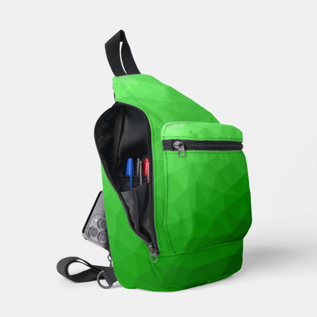 Bandolera Patrón de malla geométrica con gradiente verde cla (Abierto)