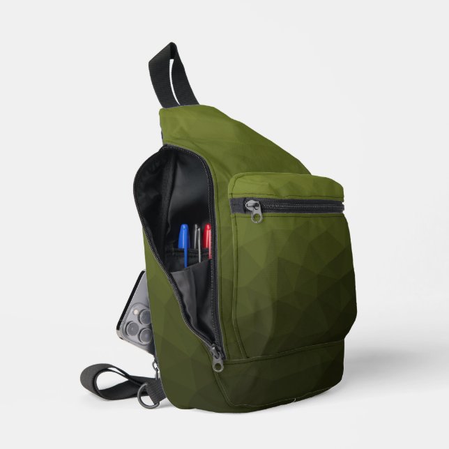Bandolera Patrón de malla geométrica con gradiente verde mil (Abierto)