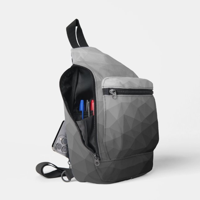Bandolera Patrón de malla geométrica de gradiente gris (Abierto)