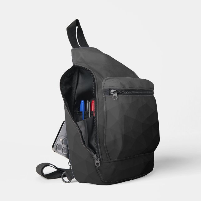 Bandolera Patrón de malla geométrica de gradiente gris oscur (Abierto)