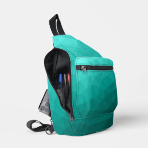 Bandolera Patrón de malla geométrica de gradiente verde azul