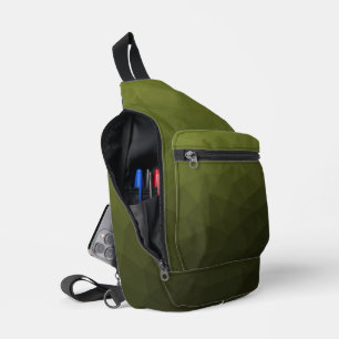 Bandolera Patrón de malla geométrica de gradiente verde del 