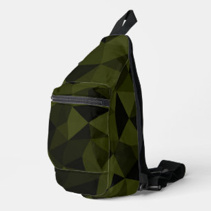 Bandolera Patrón de malla geométrica negro verde oscuro del 