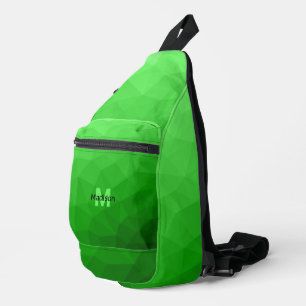 Bandolera Patrón de malla geométrica verde claro Monograma