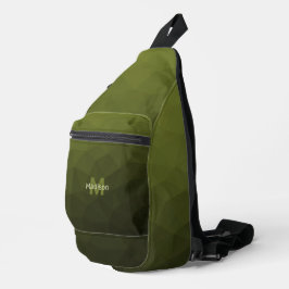 Bandolera Patrón de malla geométrica verde oliva Monograma