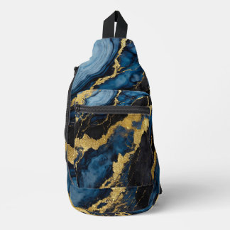 Bandolera Patrón de mármol azul con oro