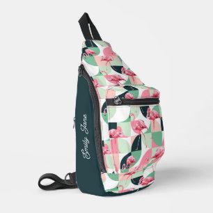 Bandolera Patrón de Moda geométrica de flamenco rosado moder