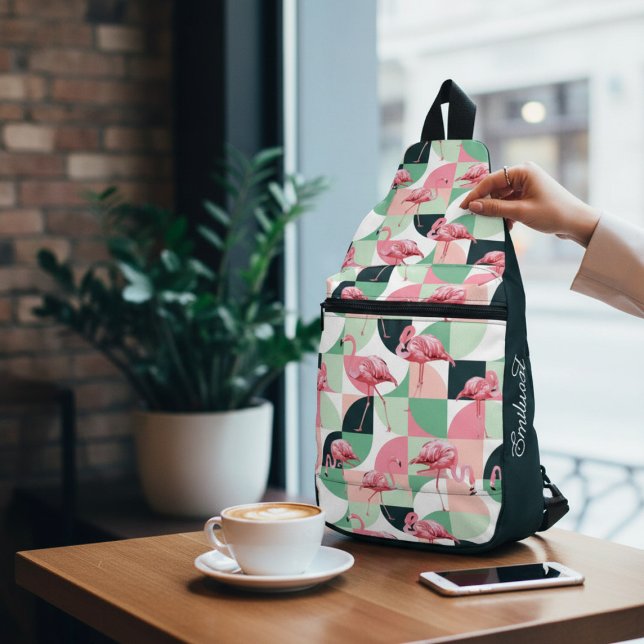 Bandolera Patrón de Moda geométrica de flamenco rosado moder (Subido por el creador)